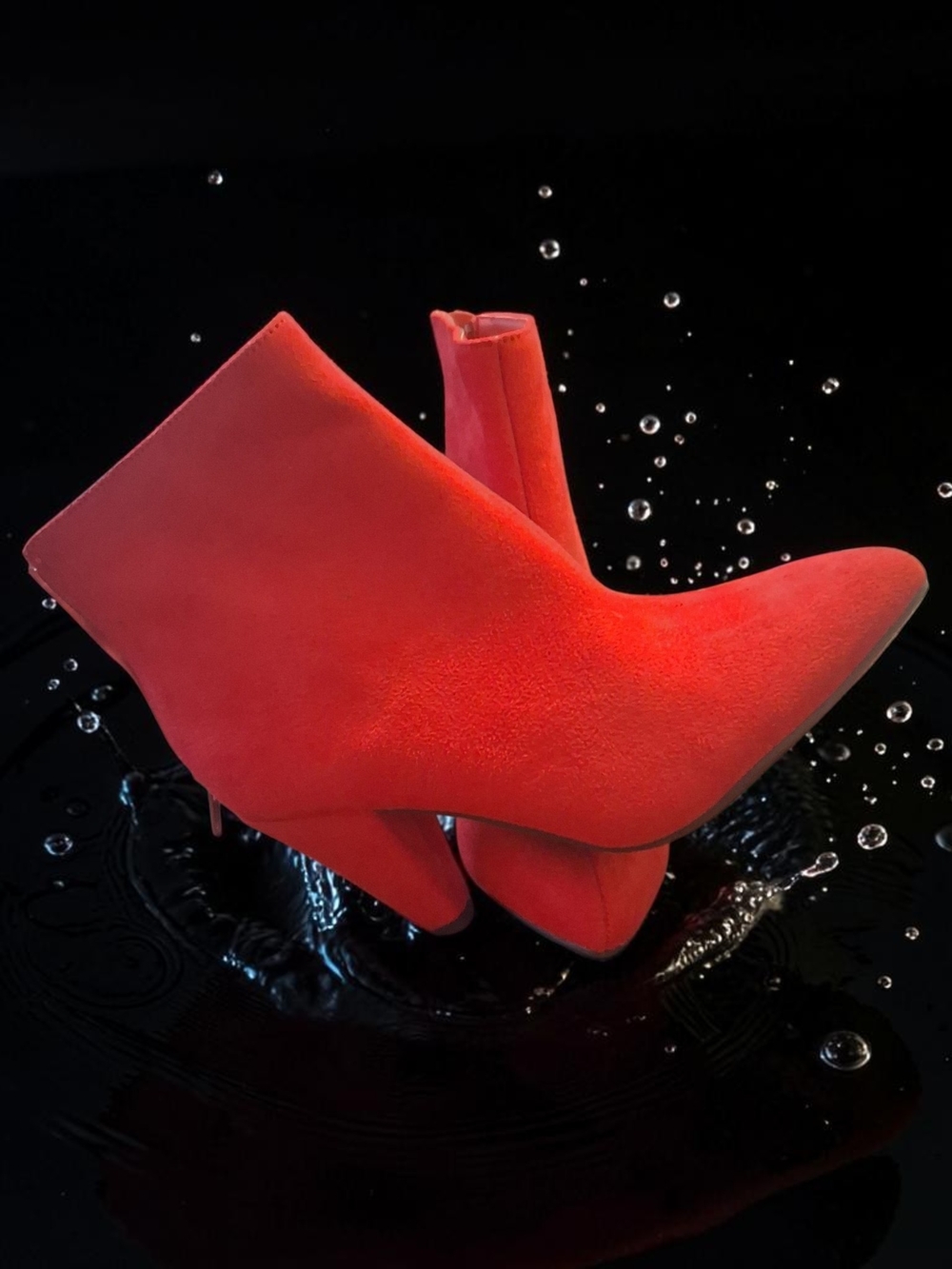 Dream Pairs Red Suede Pointed-Toe Ankle Booties